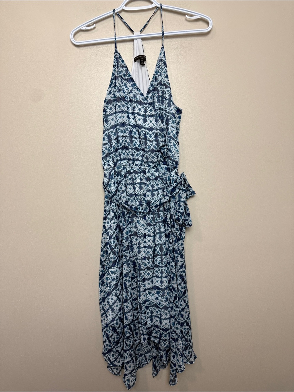 Banana Republic Blue Patterned Strappy midi/ Maxi Dress  size XS